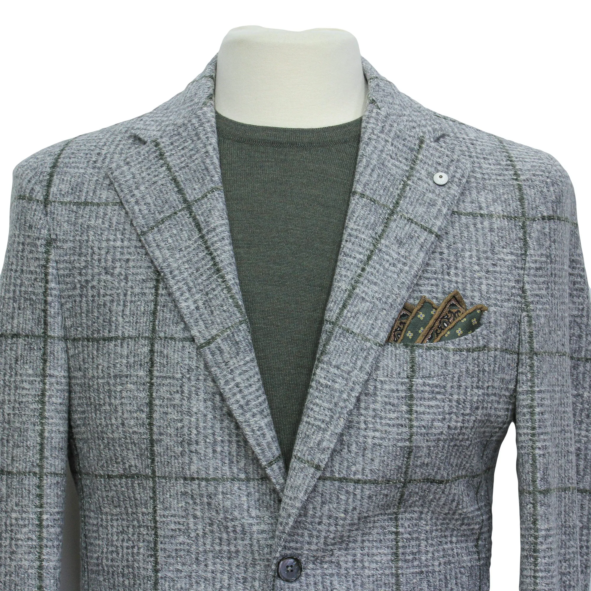 Gray Check Cotton-Wool Unconstructed Contemporary Sport Jacket - L.B.M. 1911