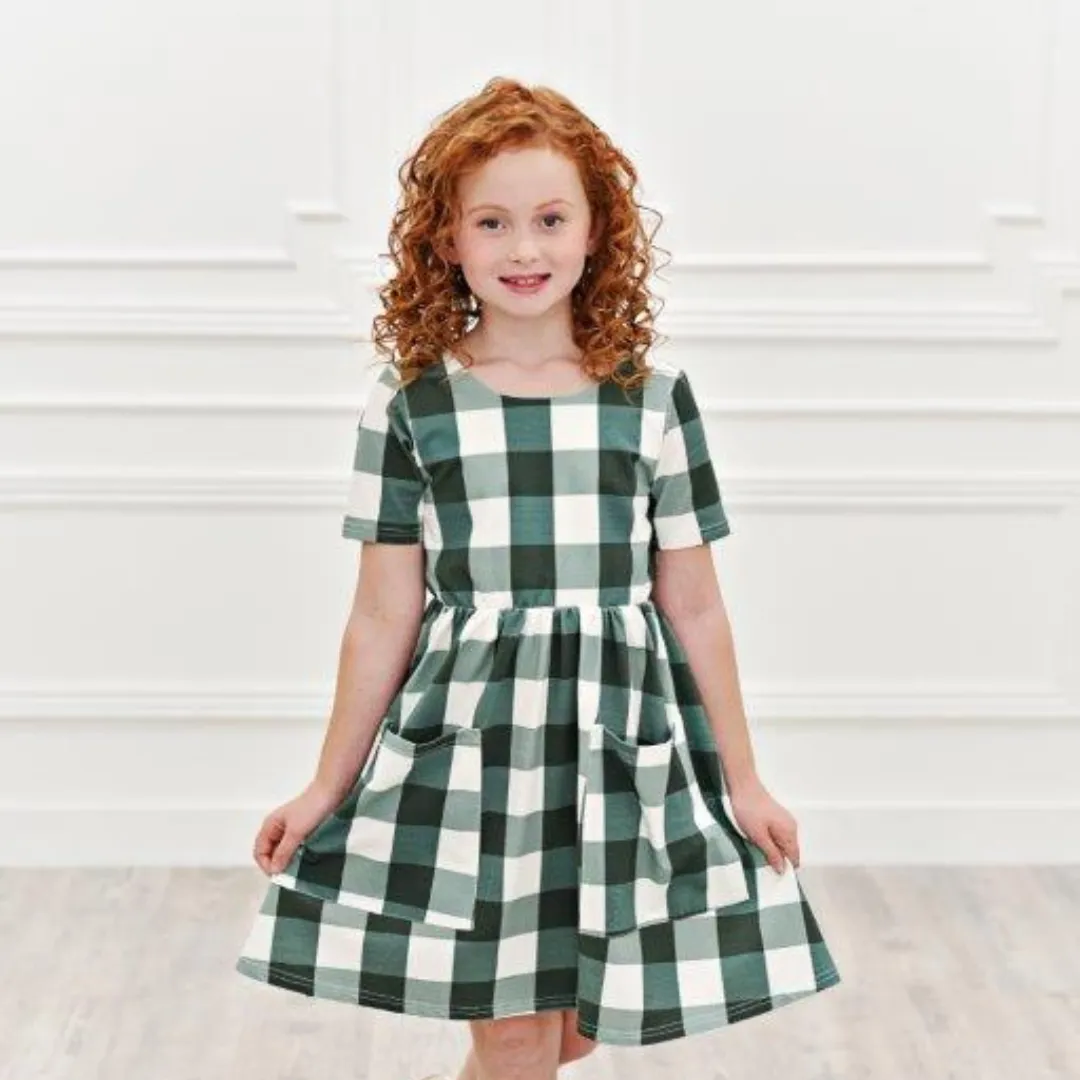 Green Check Twirl Dress