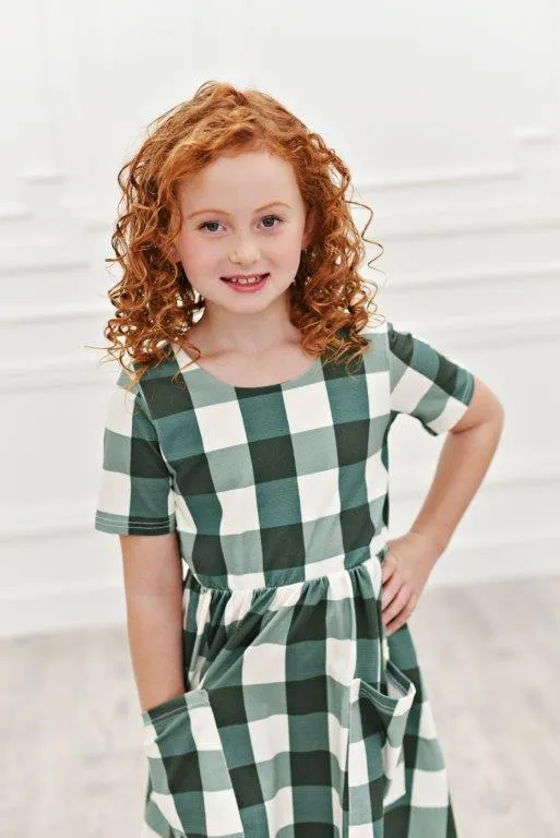 Green Check Twirl Dress