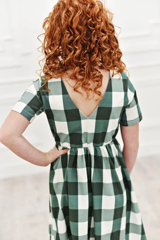 Green Check Twirl Dress