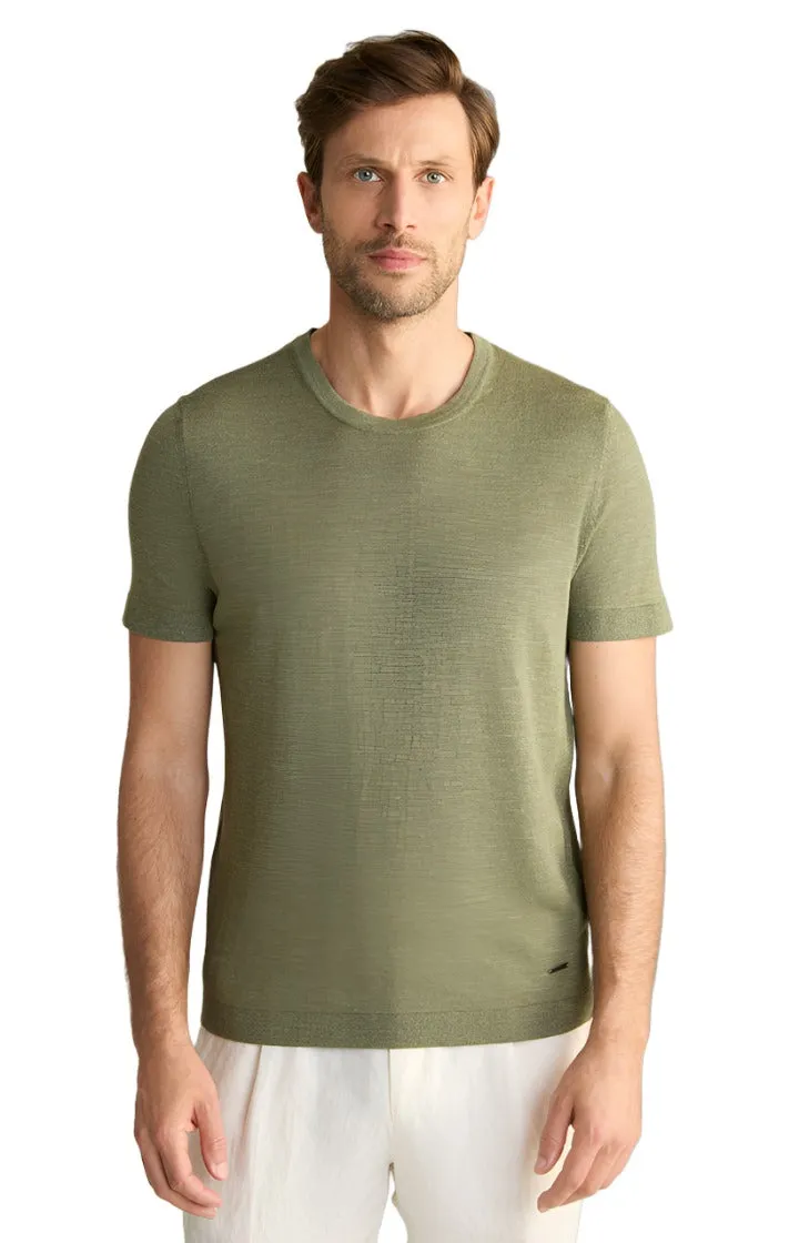 ID24164-Joop Green Cotton Linen T-Shirt