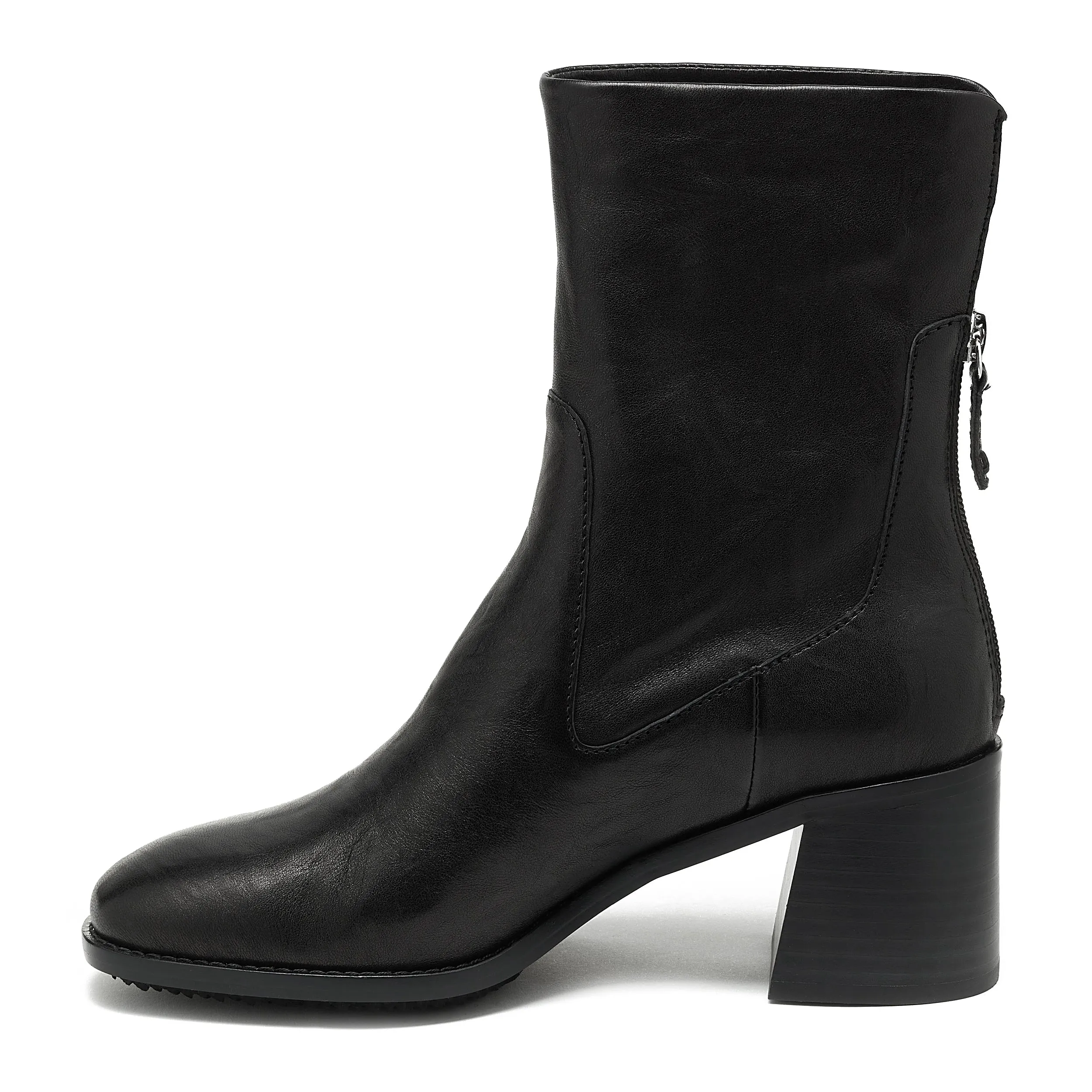 Island Black Leather Wide Width Booties