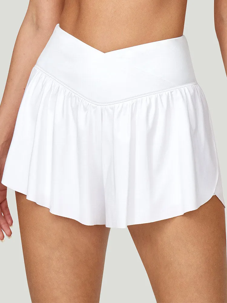 IUGA High Waisted 2 In 1 Crossover Flowy Shorts