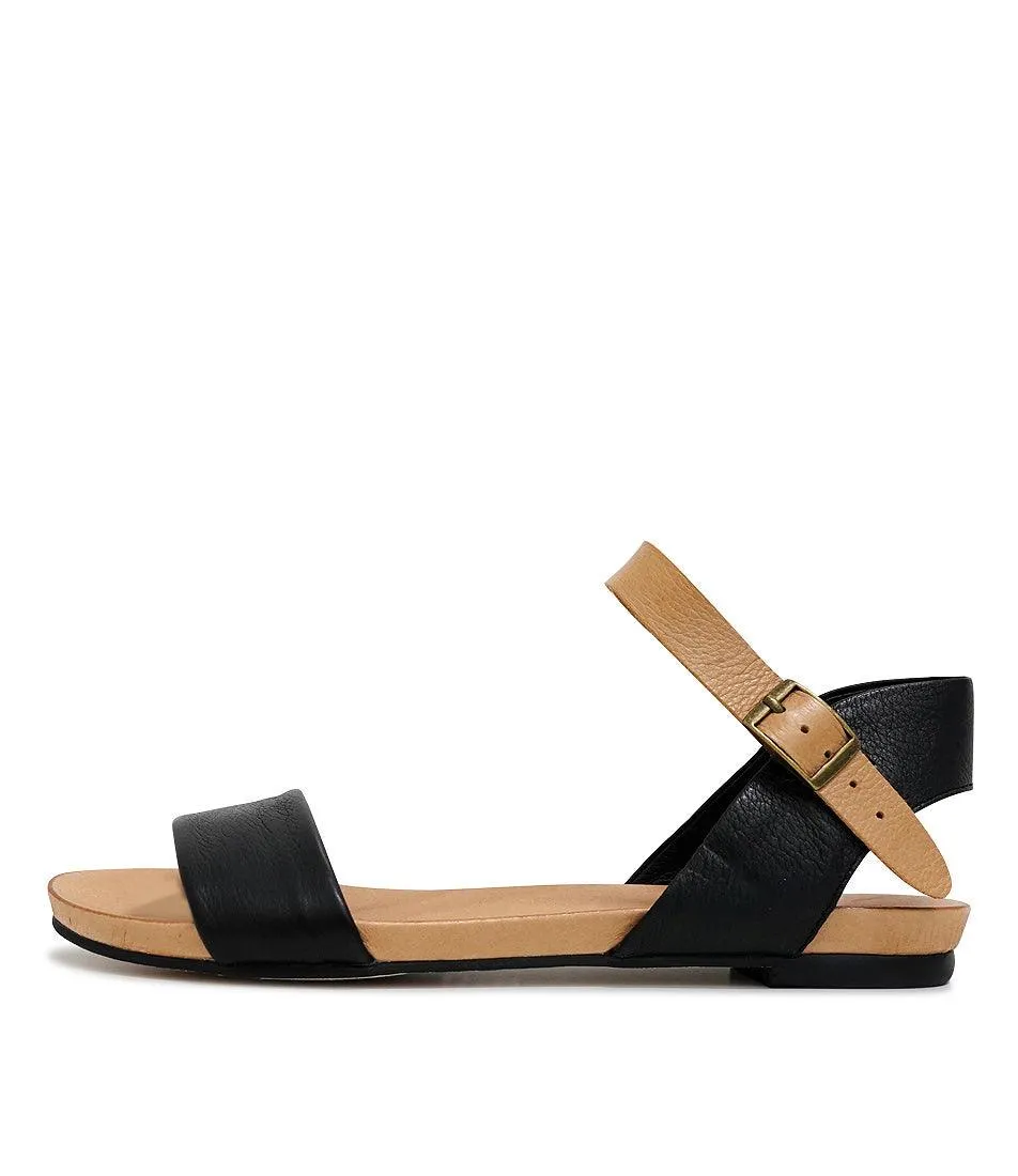 Jinnit Black/ Tan Leather Sandals