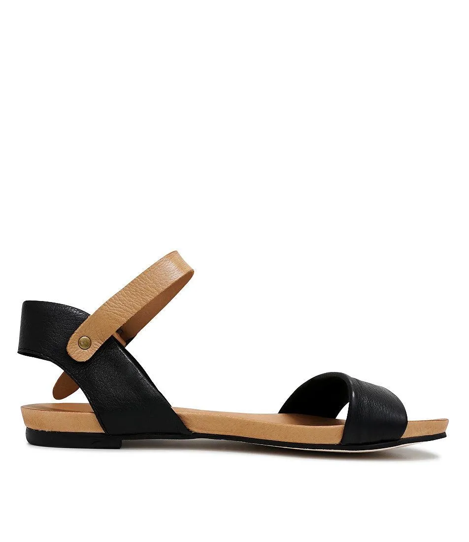 Jinnit Black/ Tan Leather Sandals