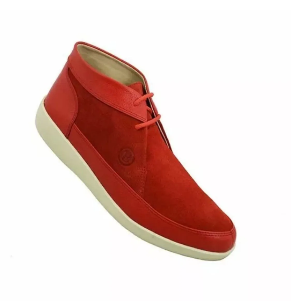 Johnny Famous Bally Style Central Park Men's Red Leather and Suede High Tops