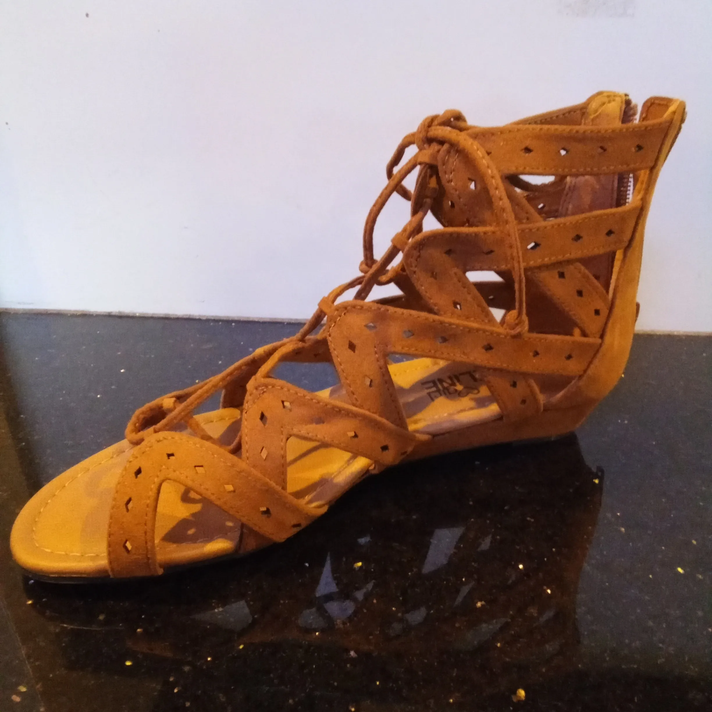 Lace Up Gladiator Sandal | Madeline Girl Finesse Havana Brown - FINAL SALE $20