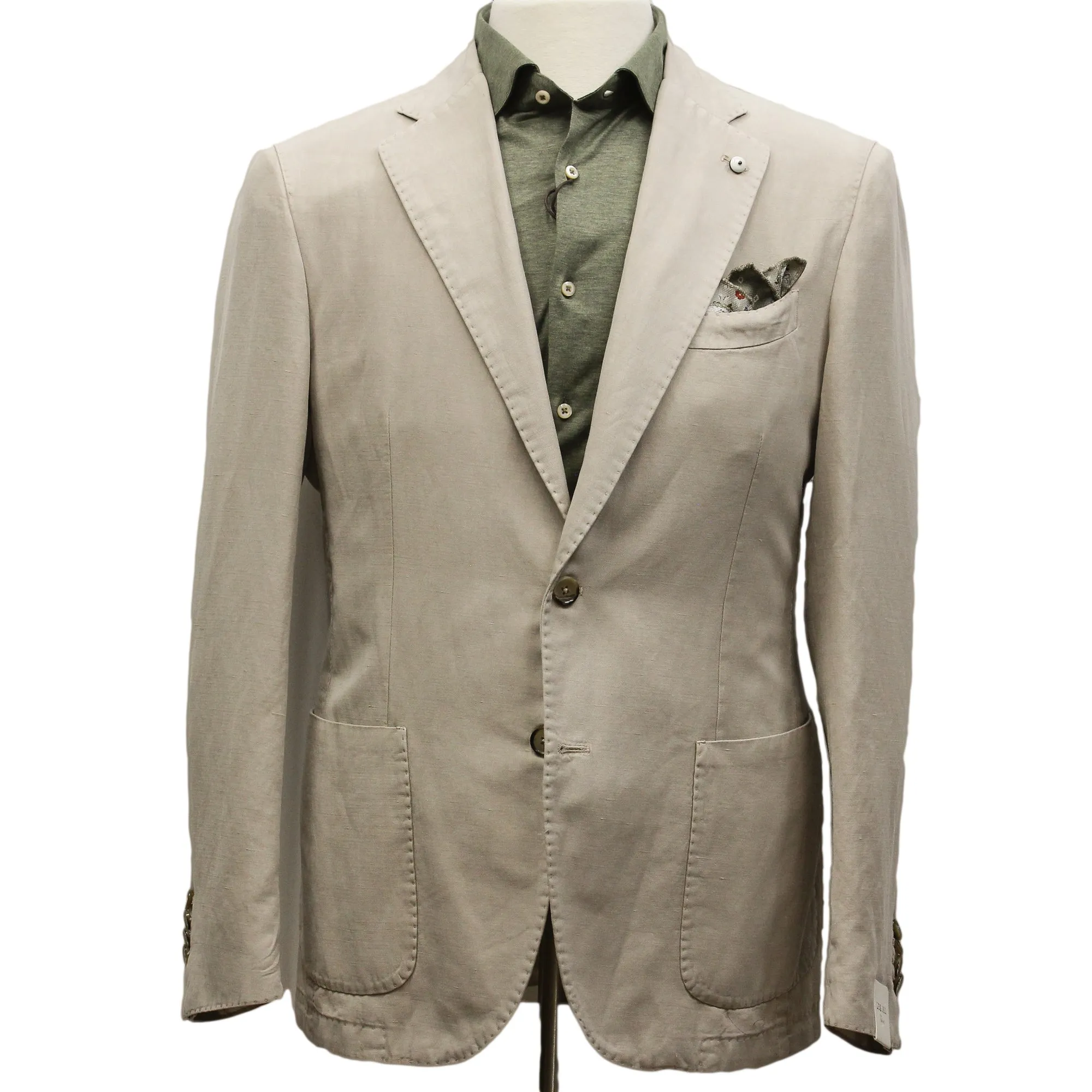 Light Beige Solid Lyocell-Linen-Cotton Unlined Sport Jacket - L.B.M 1911