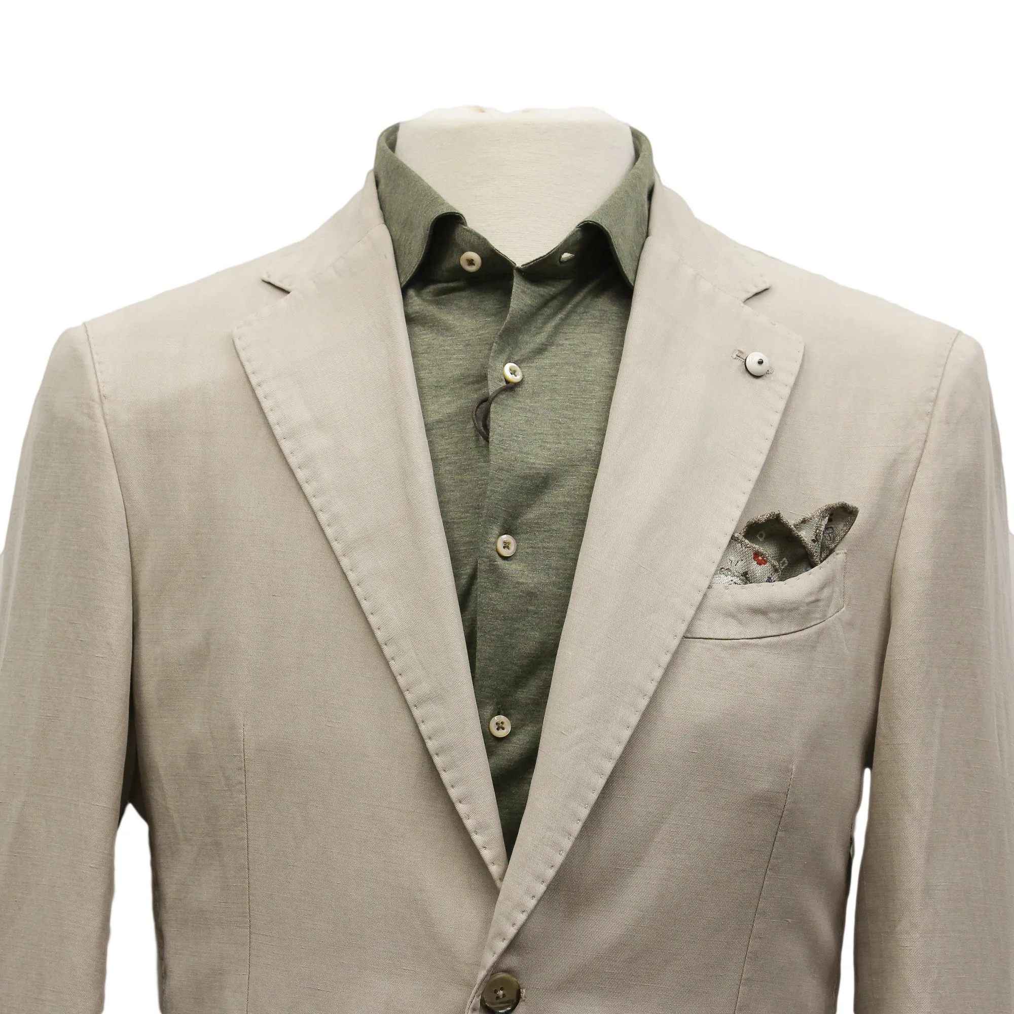 Light Beige Solid Lyocell-Linen-Cotton Unlined Sport Jacket - L.B.M 1911