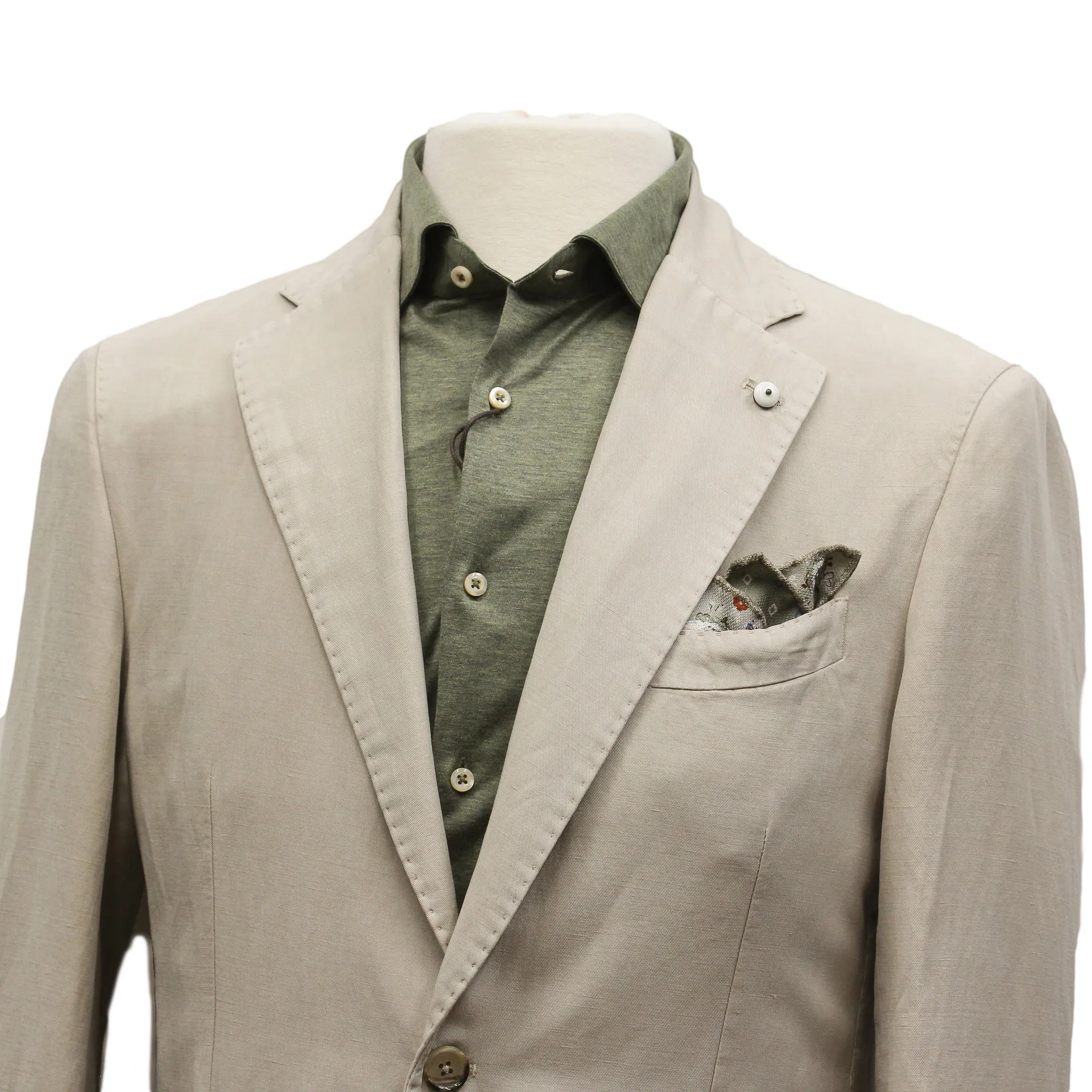 Light Beige Solid Lyocell-Linen-Cotton Unlined Sport Jacket - L.B.M 1911