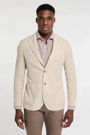 Light Beige Solid Lyocell-Linen-Cotton Unlined Sport Jacket - L.B.M 1911