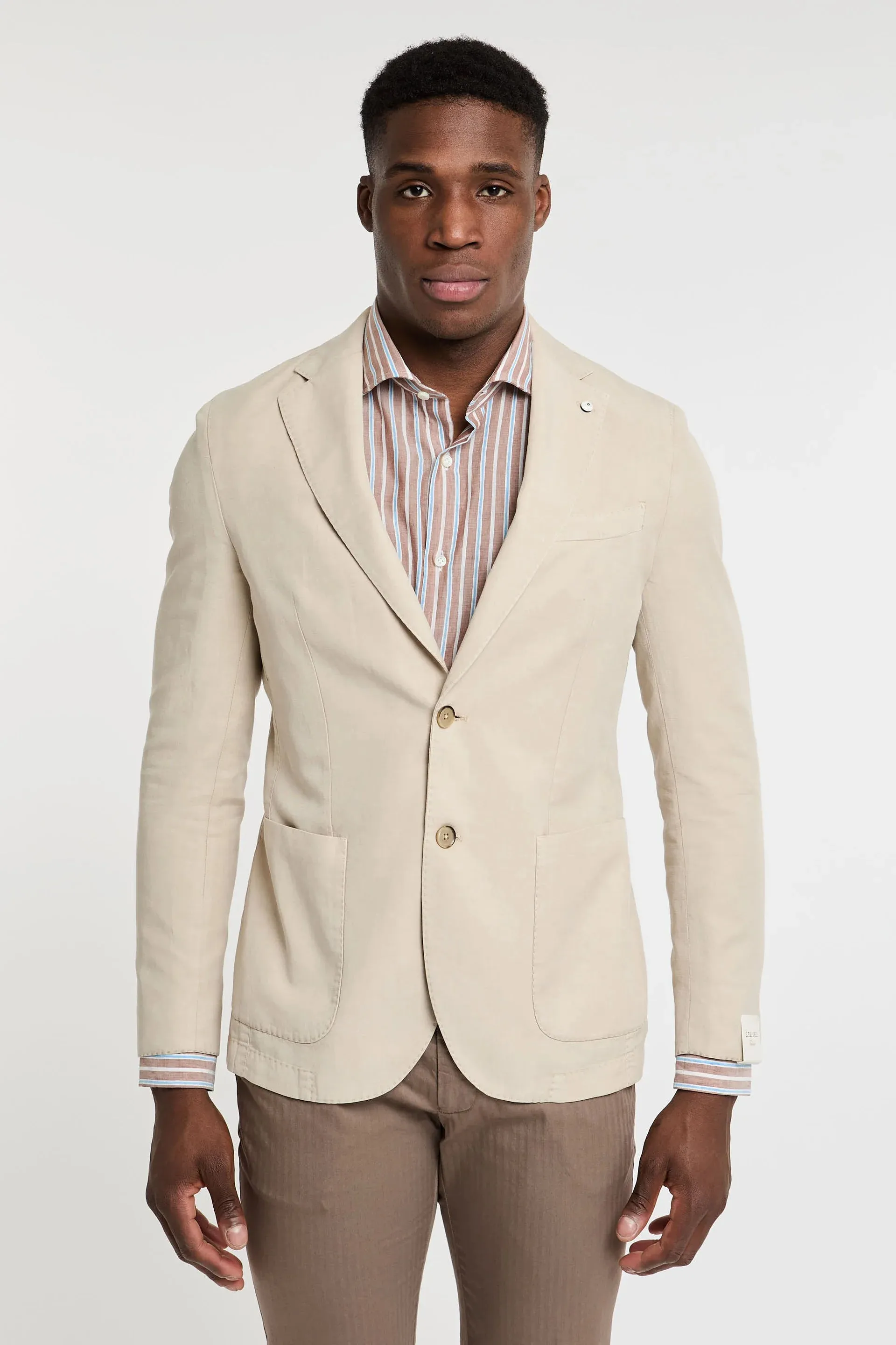 Light Beige Solid Lyocell-Linen-Cotton Unlined Sport Jacket - L.B.M 1911