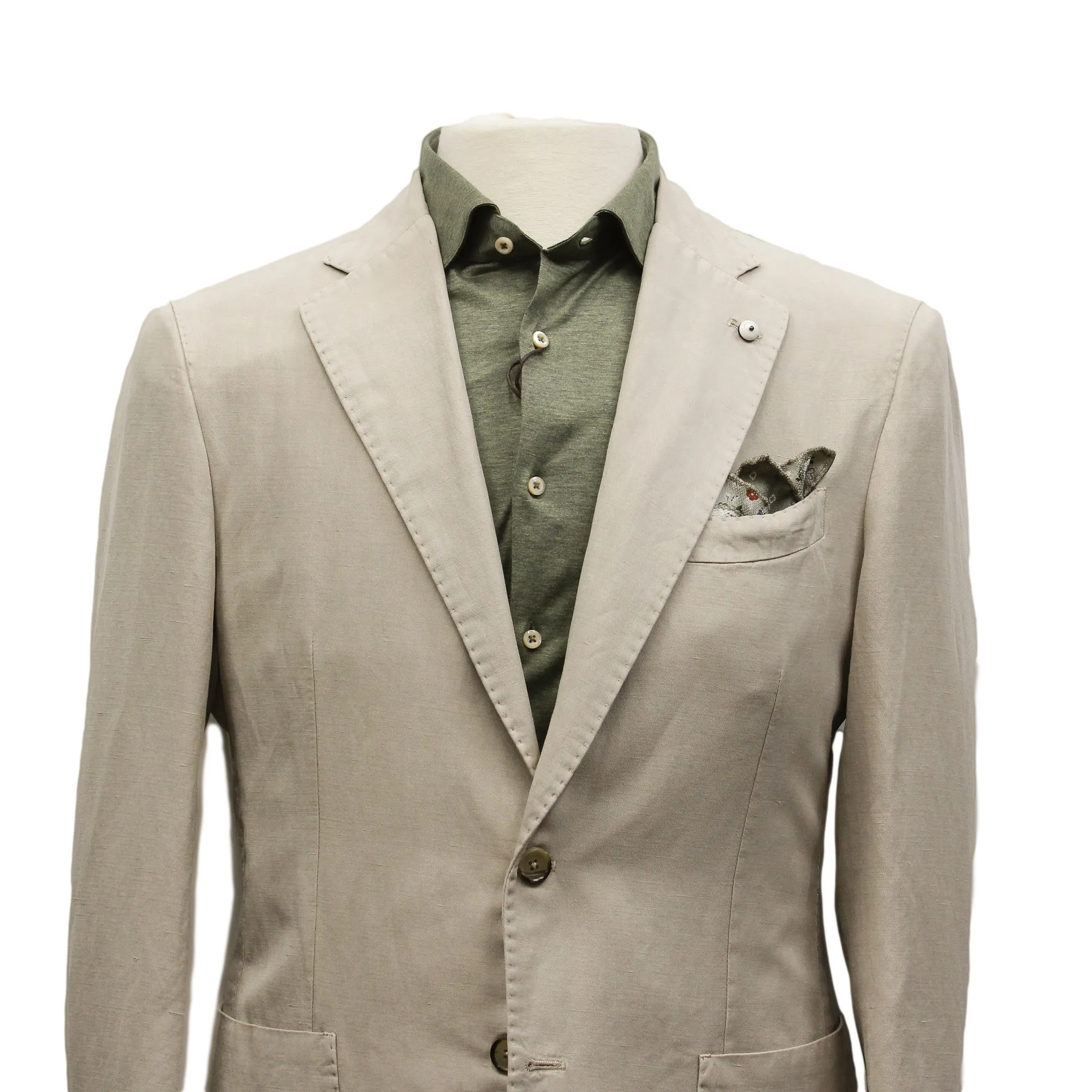 Light Beige Solid Lyocell-Linen-Cotton Unlined Sport Jacket - L.B.M 1911