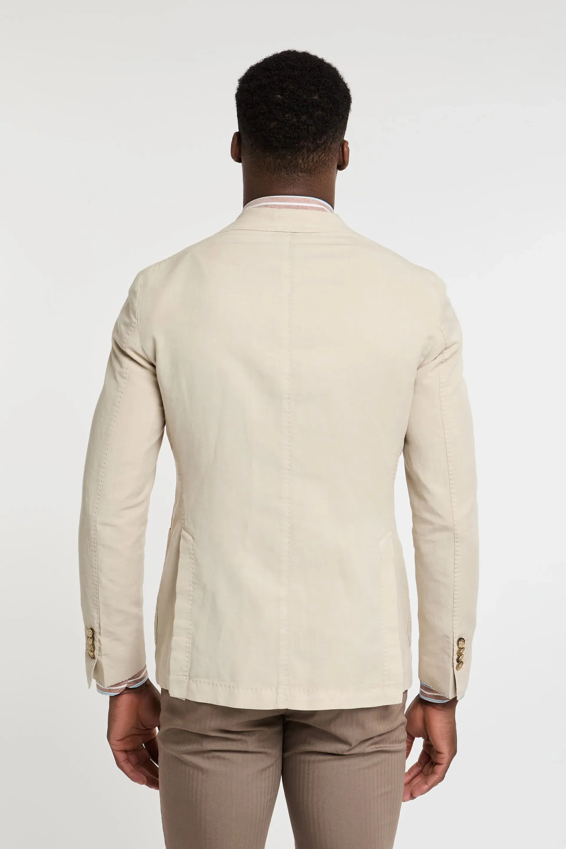 Light Beige Solid Lyocell-Linen-Cotton Unlined Sport Jacket - L.B.M 1911