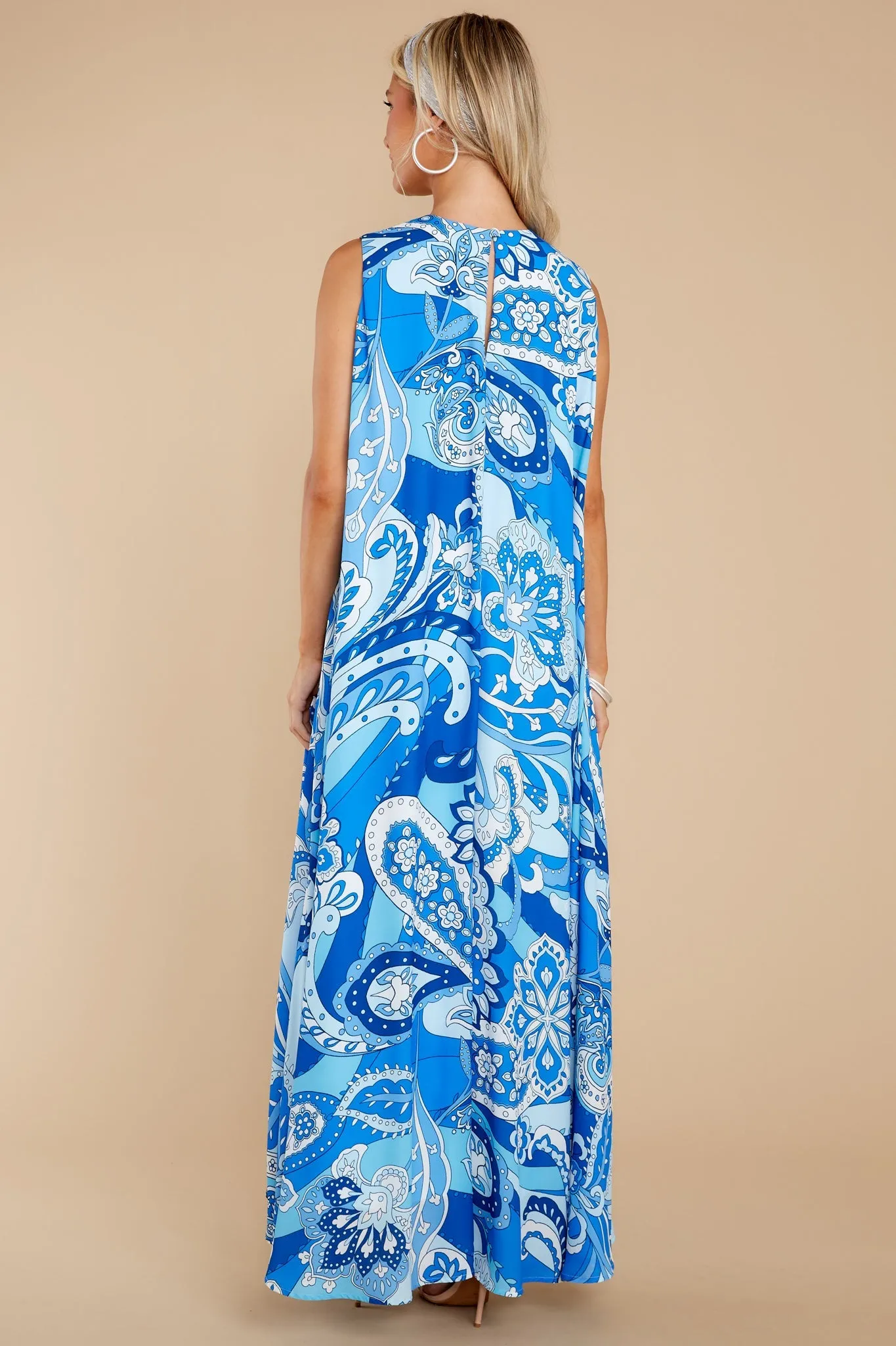 Like Fine Art Blue Multi Print Maxi Dress