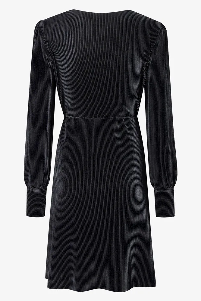 Long Sleeve Wrap Dress Black