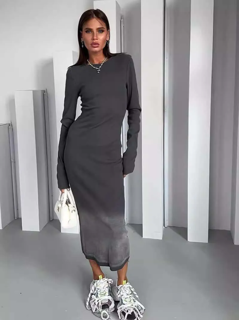 Long Sleeves Round Neck Pullover Dress