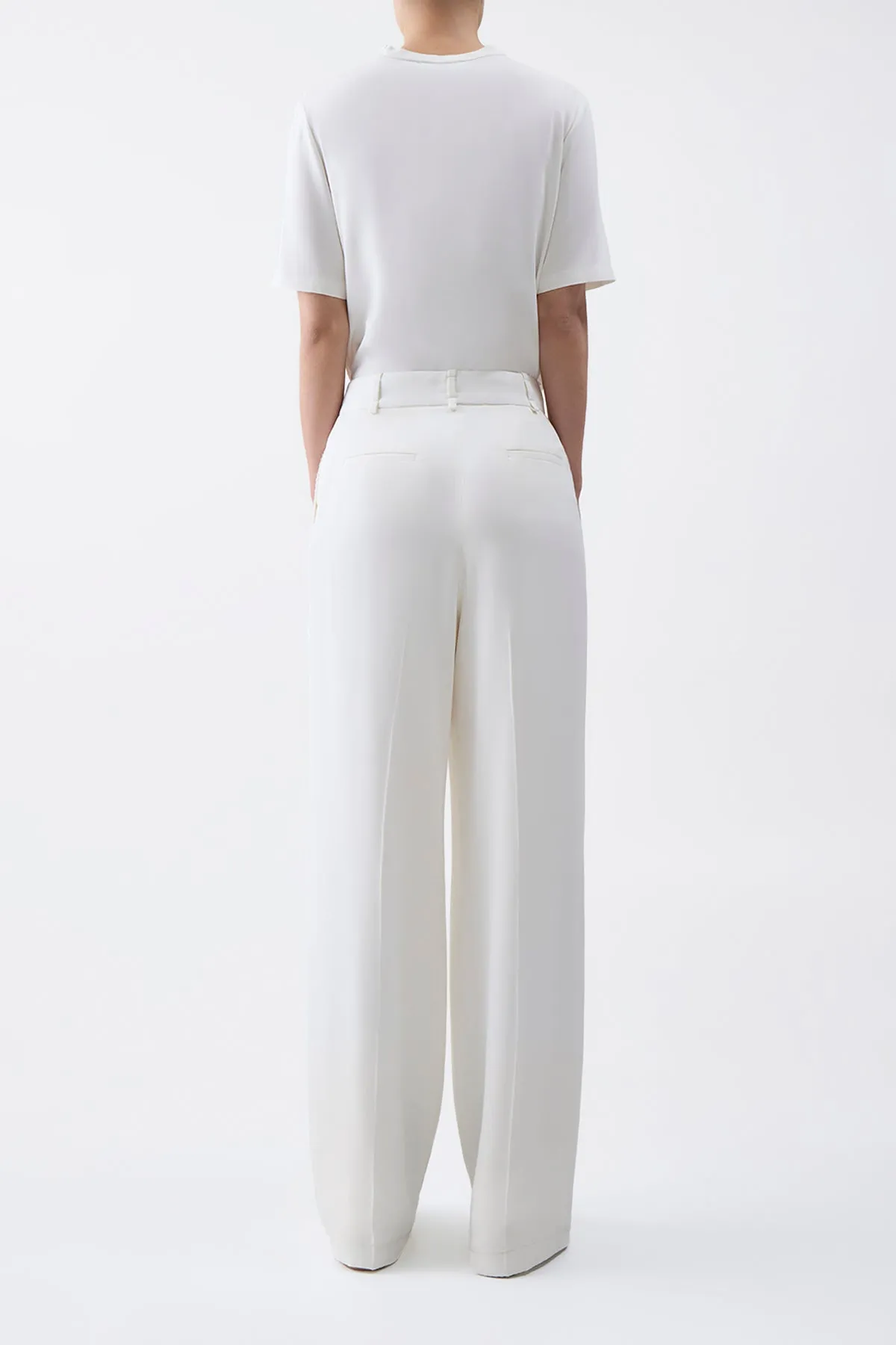 Maura Pant in Ivory Silk Crepe