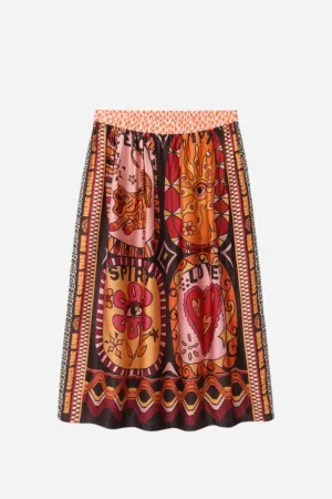 Me369 Vanessa Printed Midi Skirt Sunset