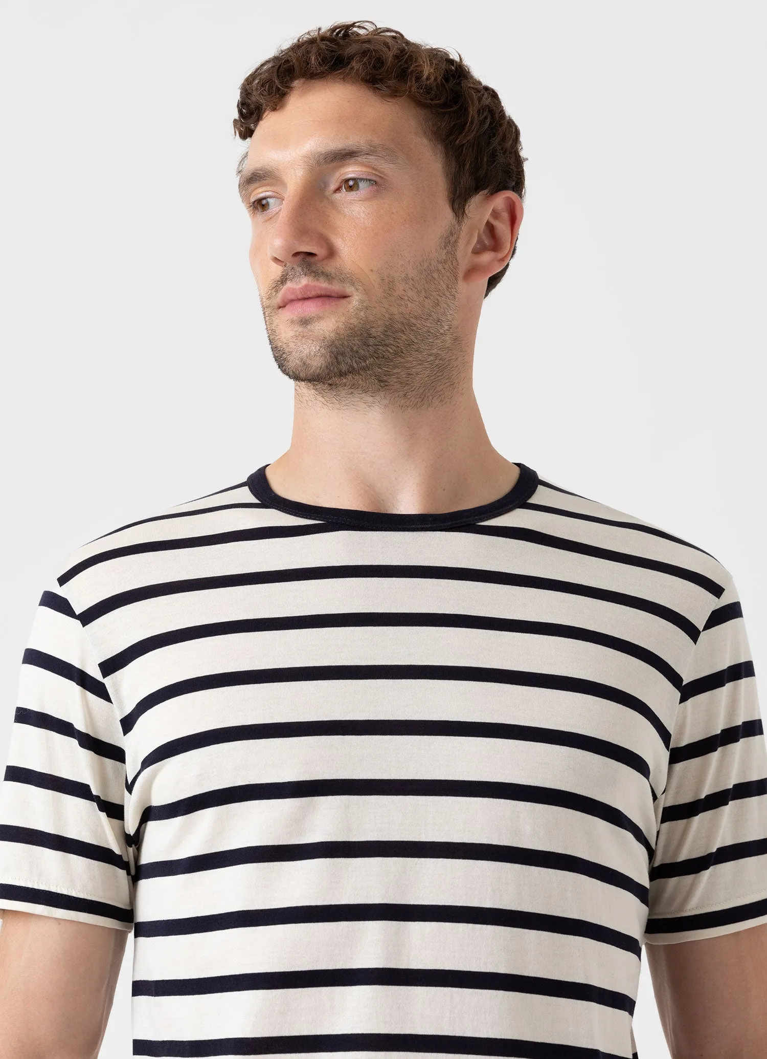 Men's Classic T-shirt in Ecru/Navy Breton Stripe