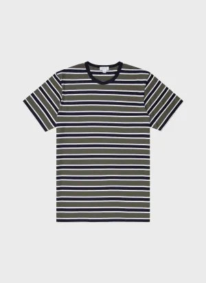 Men's Classic T-shirt in Navy/Hunter Green Holiday Stripe