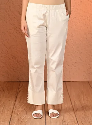 Mia White Relaxed Fit Pants for Women