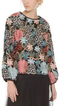 Multicolor Flowers Embroidered Top