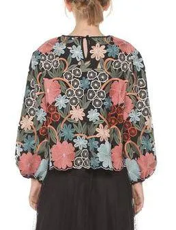 Multicolor Flowers Embroidered Top