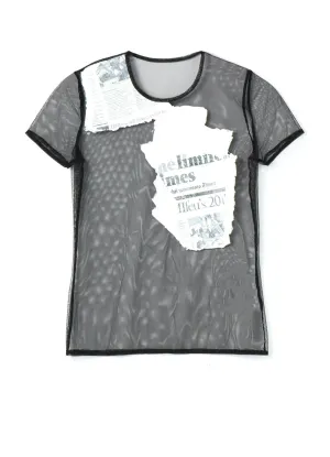 Newspaper Print Tight Short Sleeve T