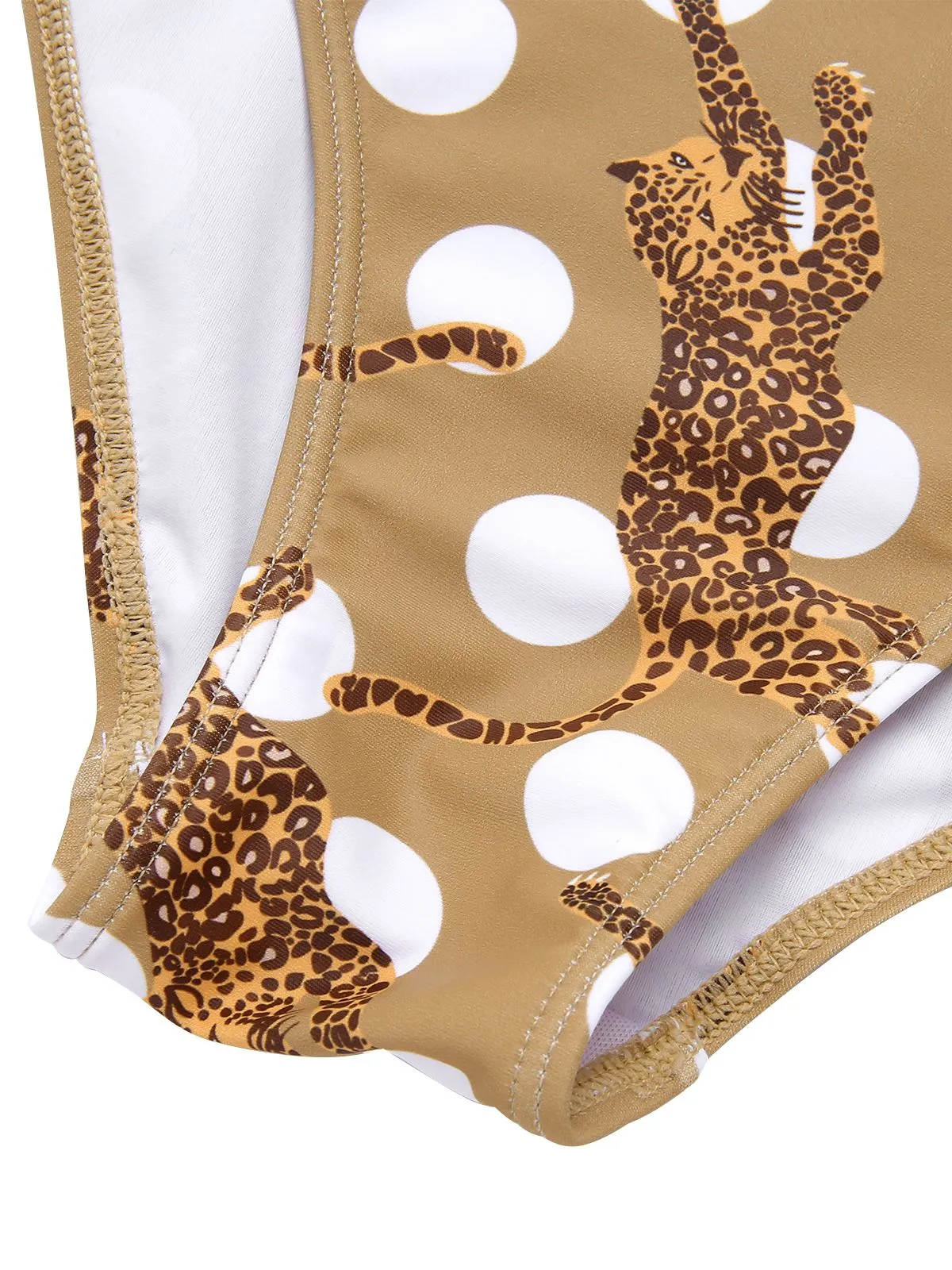 [Pre-Sale] Multicolor 1940s Polka Dot Jaguar V-Neck Swimsuit