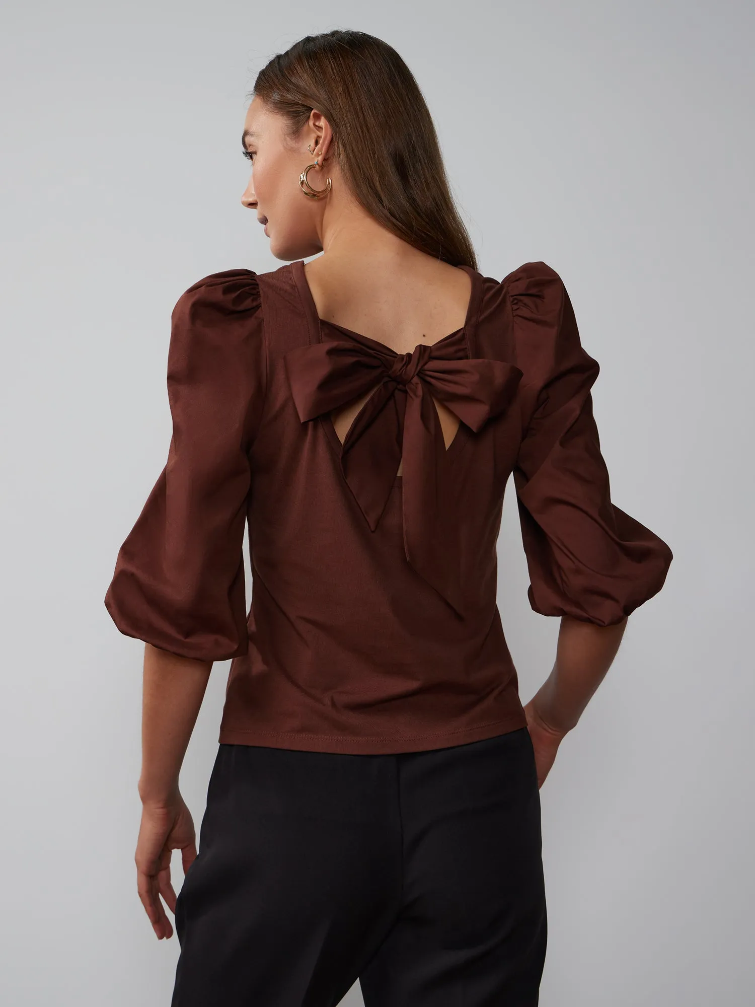 Quarter Sleeve Back Bow Top