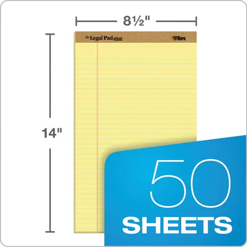 "the Legal Pad"   Perforated Pads, Wide-legal Rule, 8.5 X 14, Canary, 50 Sheets, Dozen