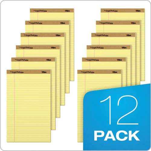 "the Legal Pad"   Perforated Pads, Wide-legal Rule, 8.5 X 14, Canary, 50 Sheets, Dozen