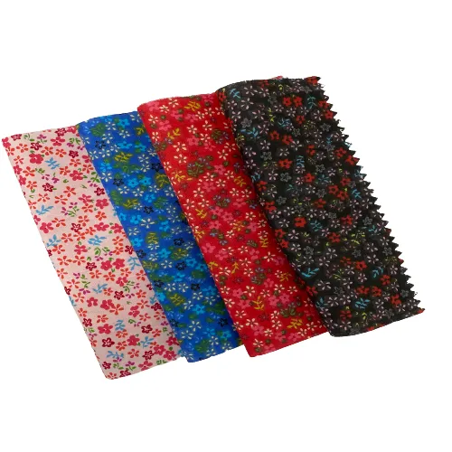 Red Multi Color Small Floral Print Poly Cotton Fabric