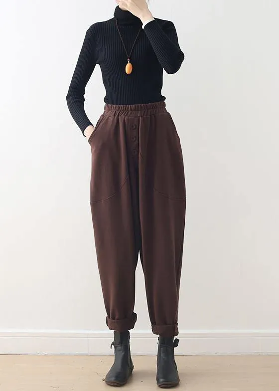 Relaxed and casual Harem Pants  brown trousers in autumn and winter long pants