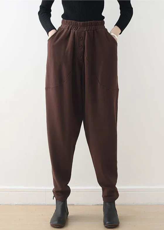 Relaxed and casual Harem Pants  brown trousers in autumn and winter long pants