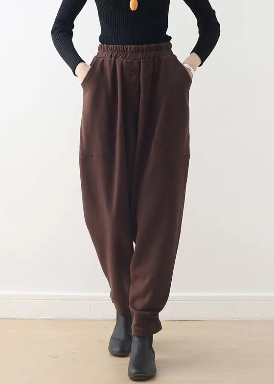 Relaxed and casual Harem Pants  brown trousers in autumn and winter long pants