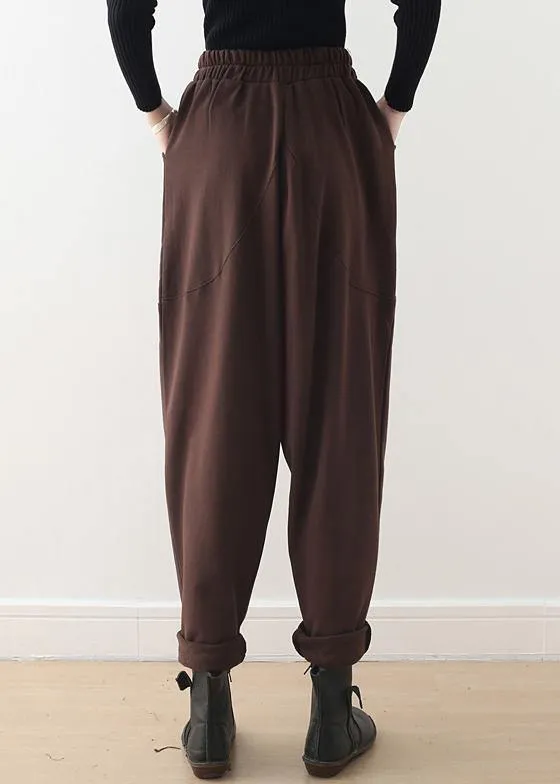 Relaxed and casual Harem Pants  brown trousers in autumn and winter long pants