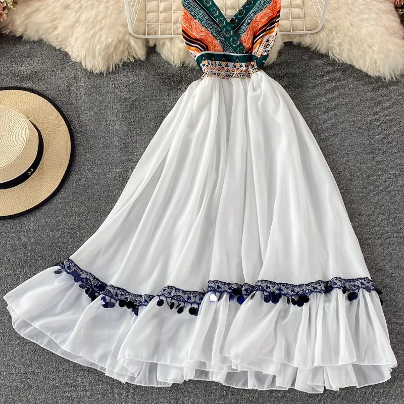 Retro Printed Bohemian Dress Elegant Summer Dress 978