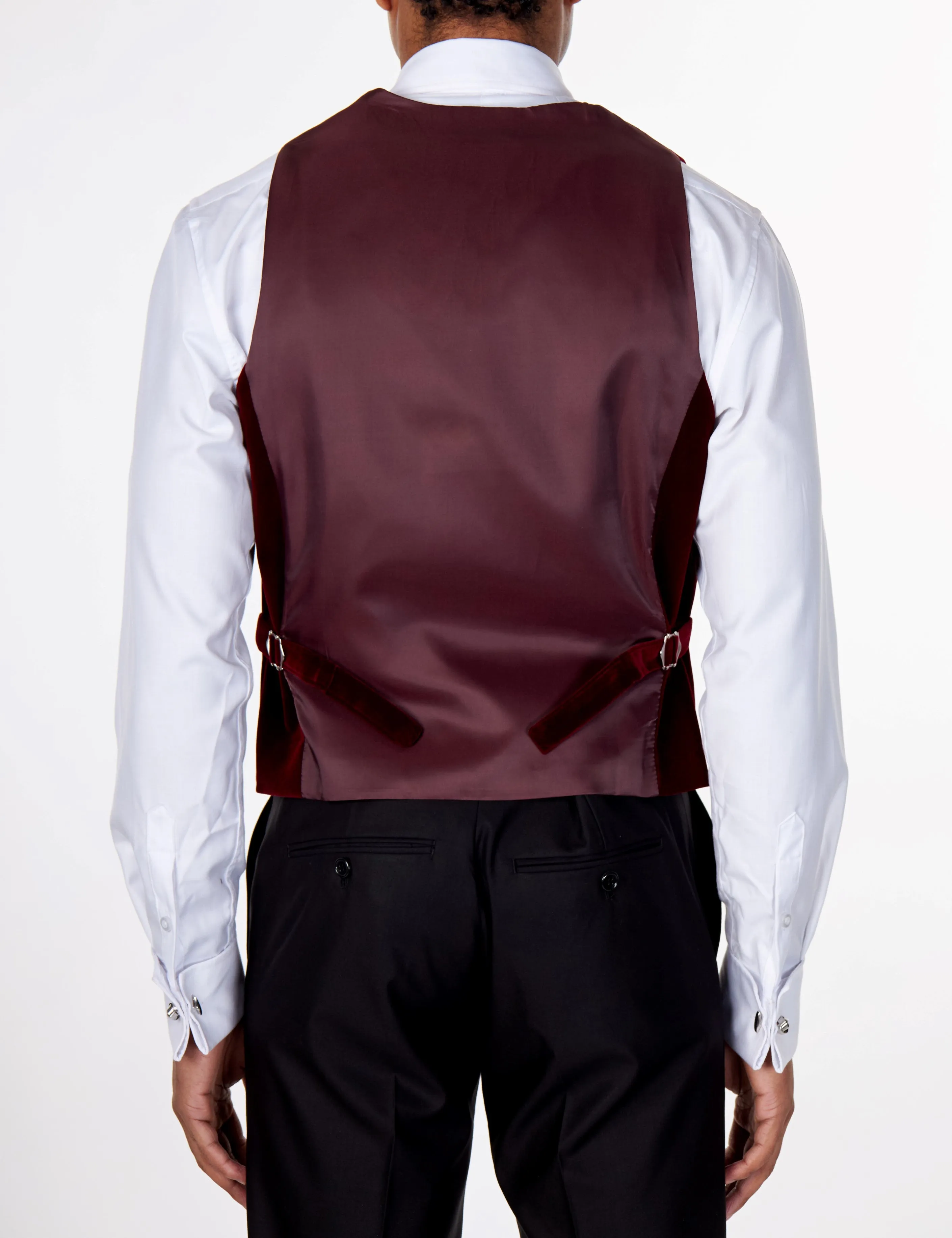 SAM Burgundy Velvet Low U Cut Waistcoat