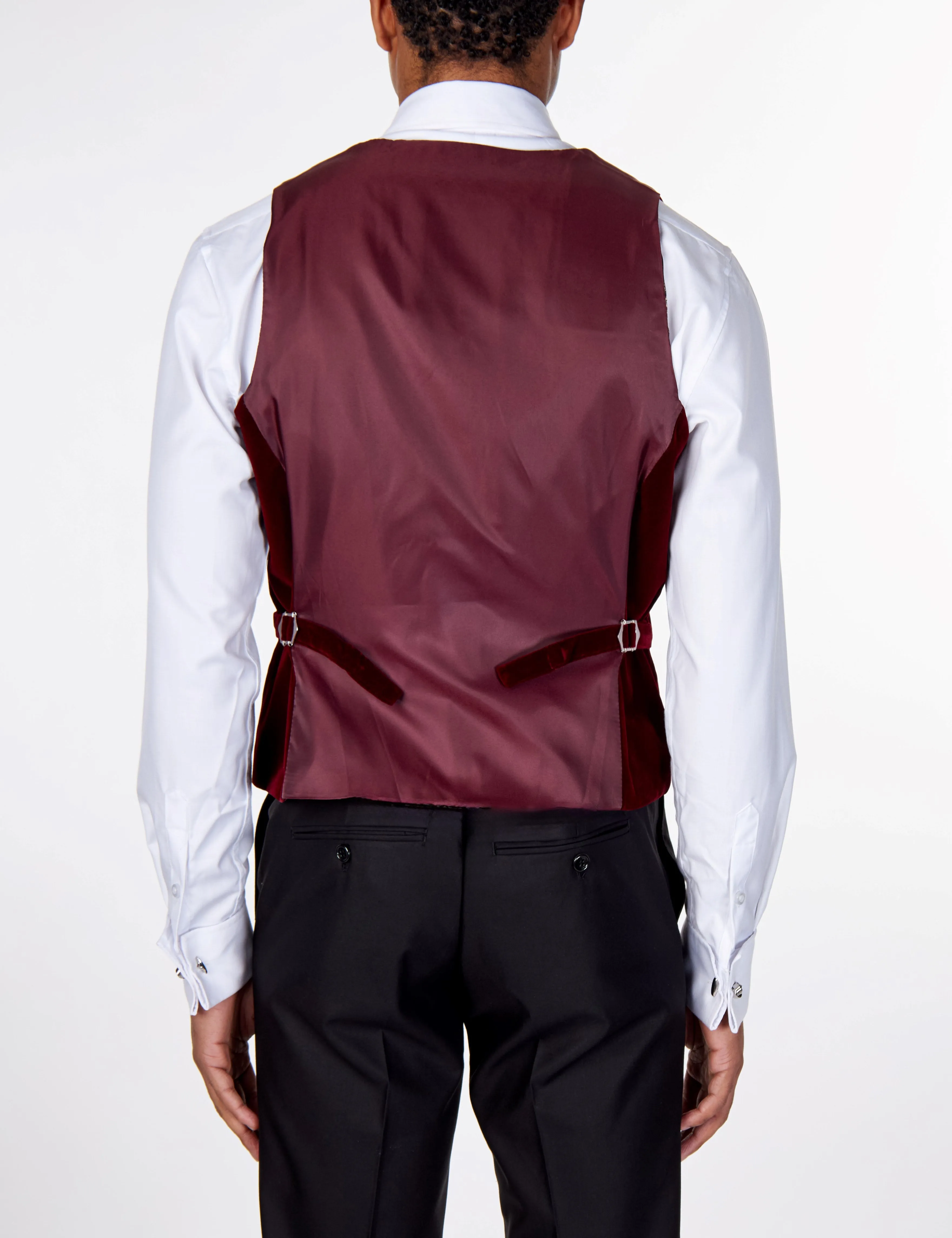 SAM Burgundy Velvet Plain Waistcoat