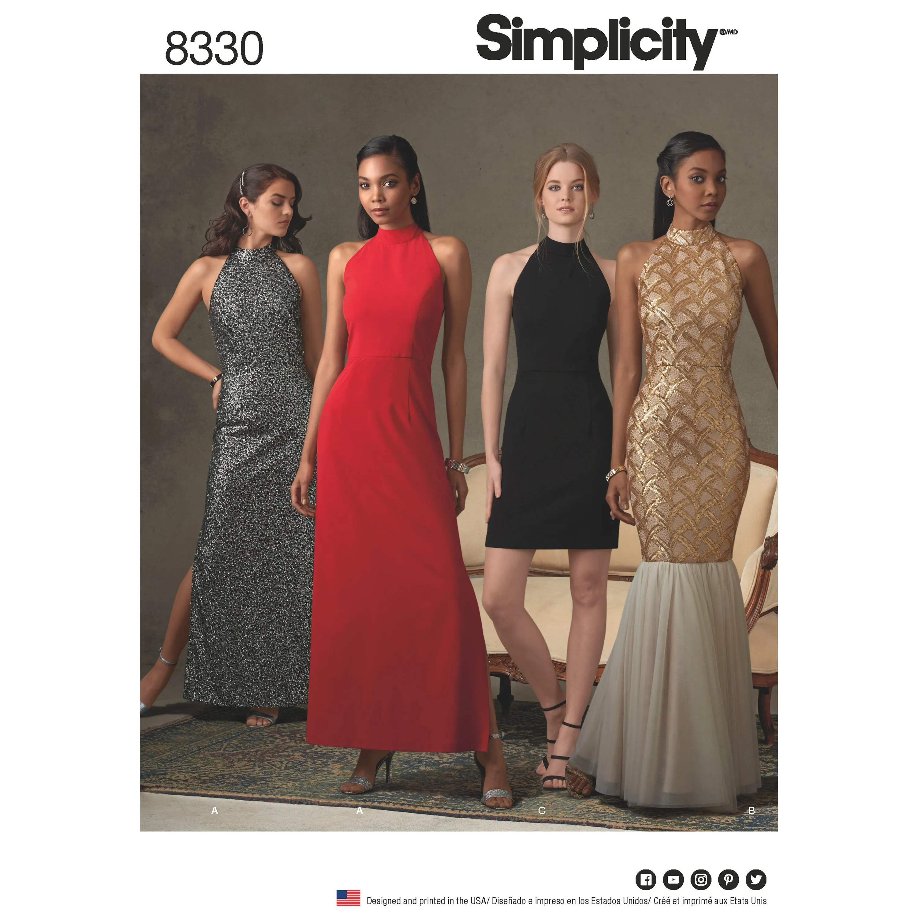 Simplicity Pattern 8330 Women's Dress with Skirt and Back Variations