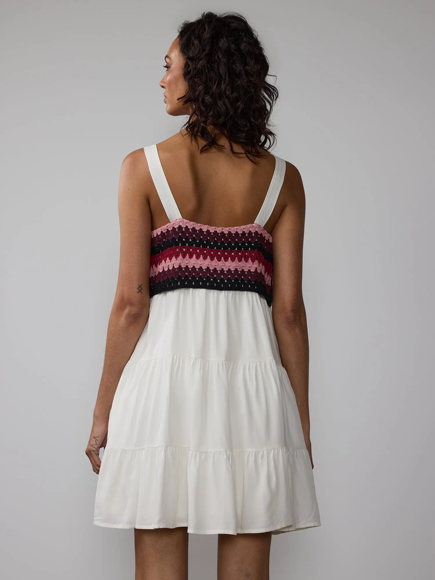 Sleeveless Crochet Bodice Midi Dress