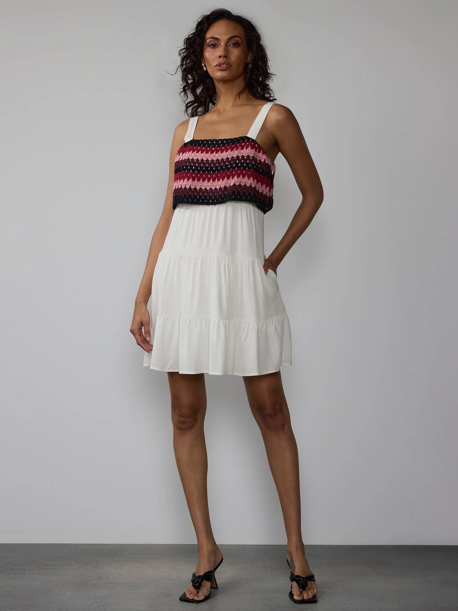 Sleeveless Crochet Bodice Midi Dress