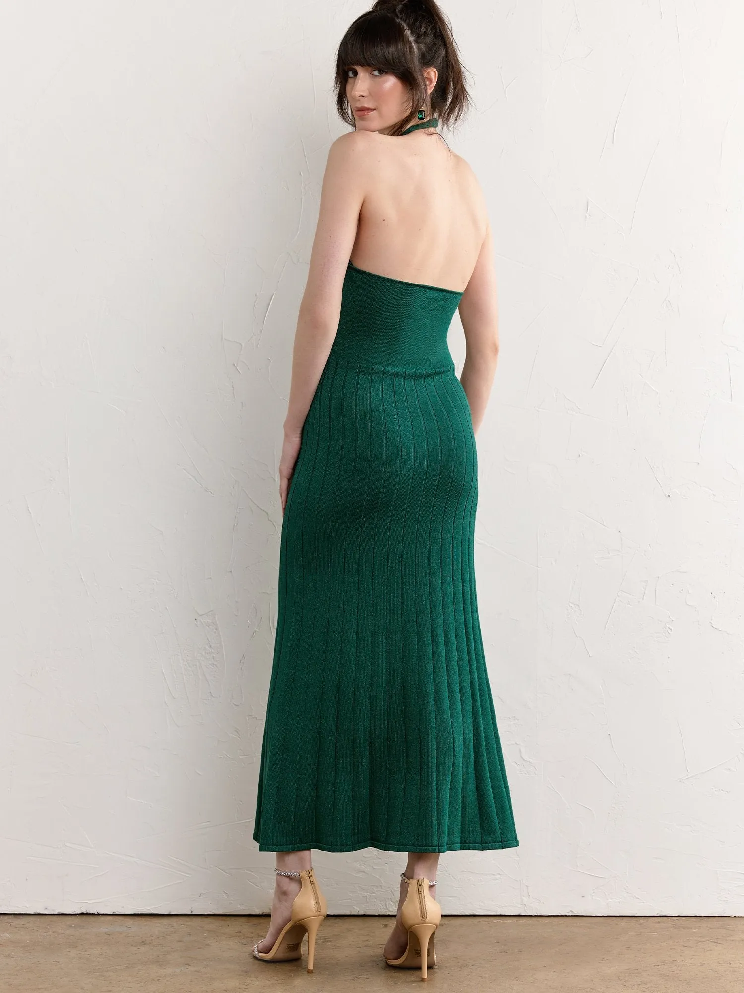 Sleeveless Lurex Knit Midi Dress - Crescent