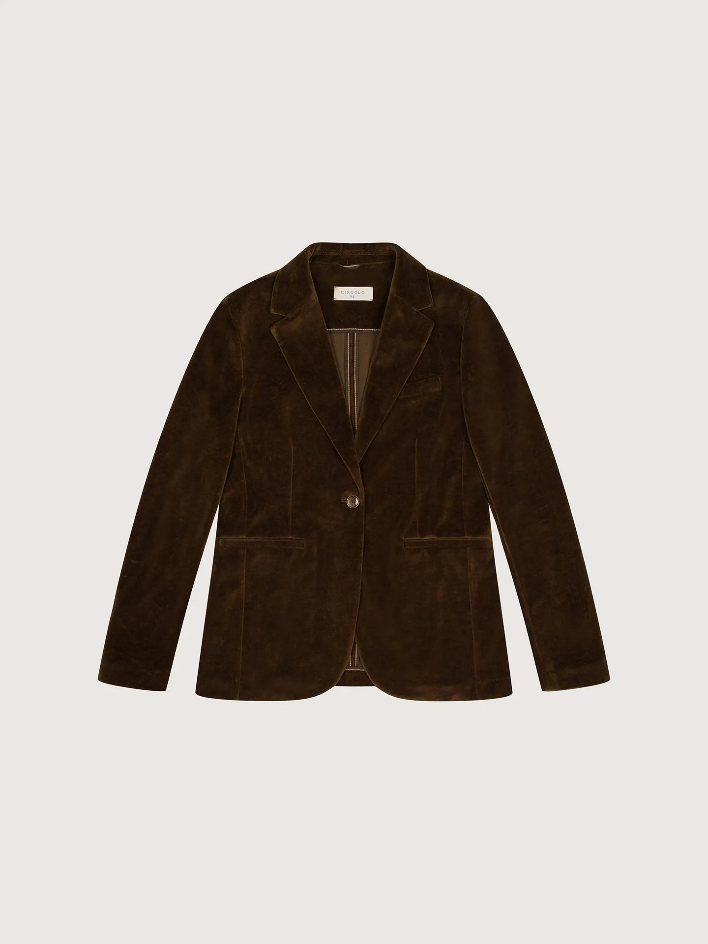 Slim Long Velour Blazer - Castagna Brown