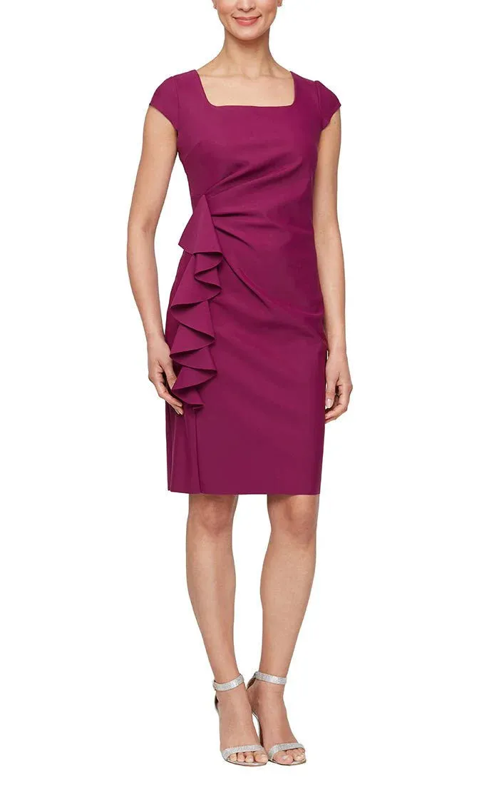 SQ NK SHEATH DRESS W CAP SLVE