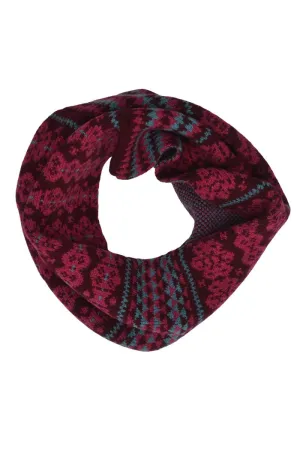 Stockbridge Fair isle Cowl Scarf - Burgundy