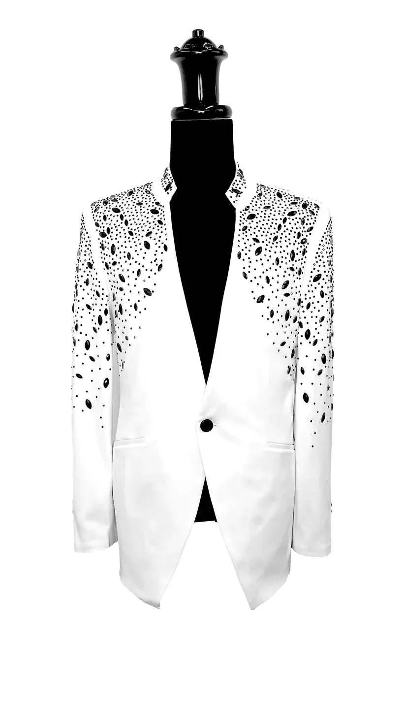 Tears in Heaven Black and Gold Rhinestone Slim Fit Dinner Blazer