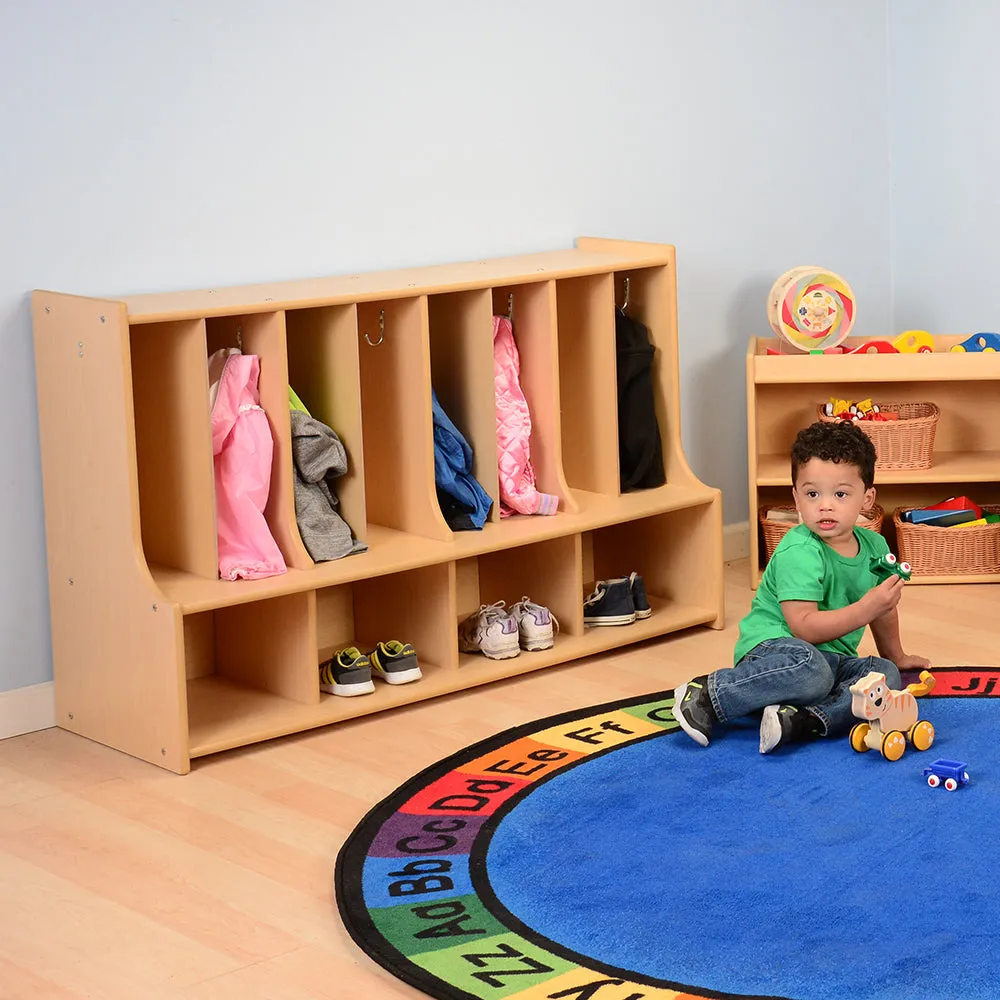 Toddler Locker Unit with Cubbies, Seat & Coat Hooks